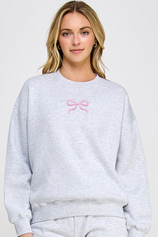 Pretty in Bows Crewneck: Grey