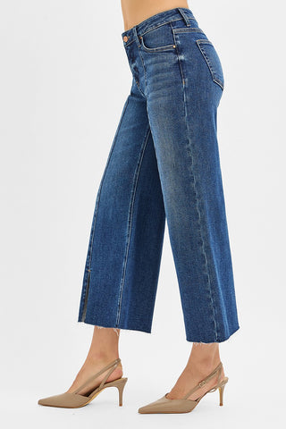 Cleo Mid Rise Slit Jeans - Dark