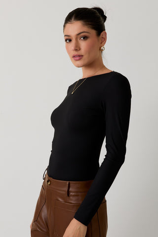 Black Open Back Bodysuit