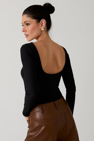 Black Open Back Bodysuit