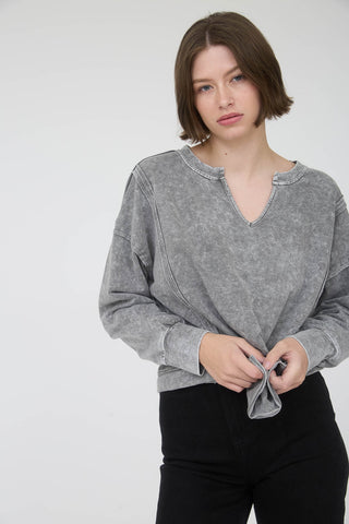 Stonewash Stitch Top: Black
