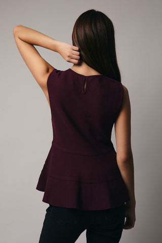 Plum Peplum Tie Top