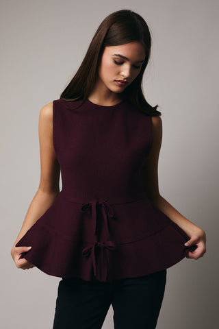 Plum Peplum Tie Top