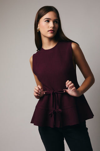 Plum Peplum Tie Top