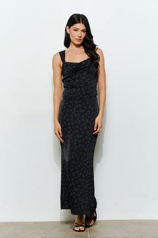 Black Tie Satin Floral Set