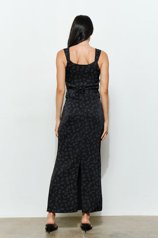 Black Tie Satin Floral Set