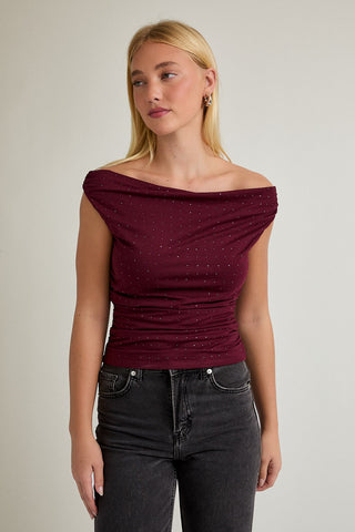 Rhinestone Romance Top: Cherry