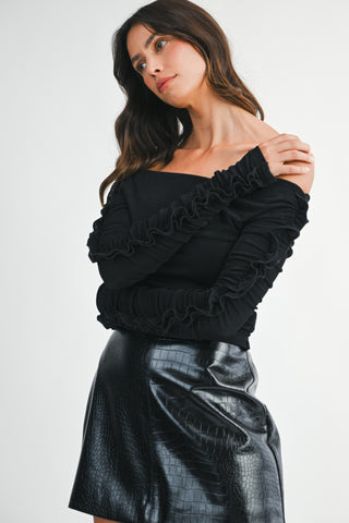 Jet Black Ruffle Knit
