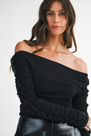 Jet Black Ruffle Knit