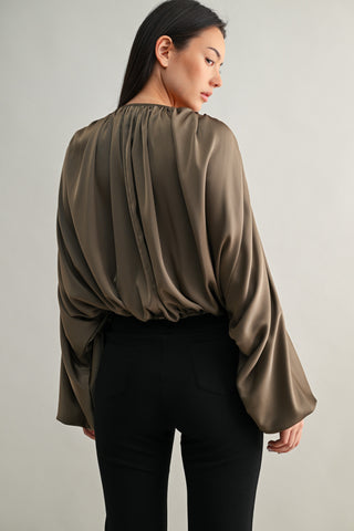 Mocha Toast Bubble Blouse