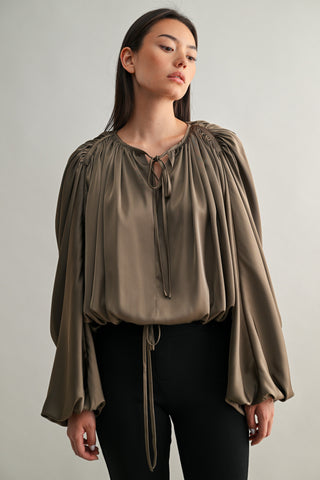 Mocha Toast Bubble Blouse