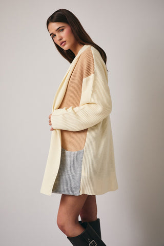 Cream Multi Colorblock Cardigan