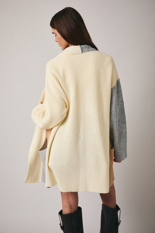 Cream Multi Colorblock Cardigan