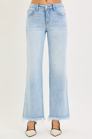 Reese Mid Rise Straight Frayed Jean
