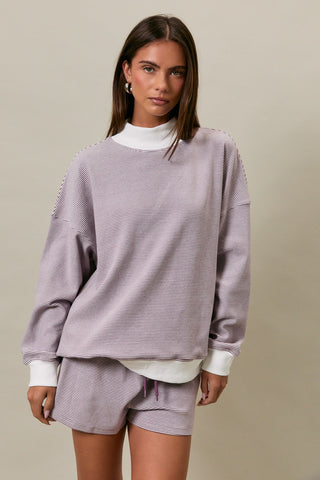 Lavender Striped Mockneck Set