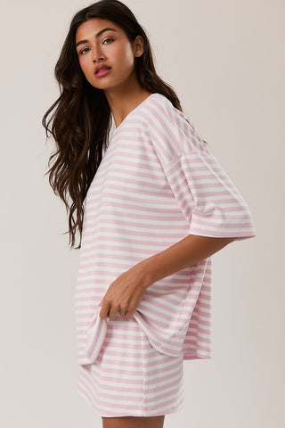 Pink Striped Oversized Lounge Set