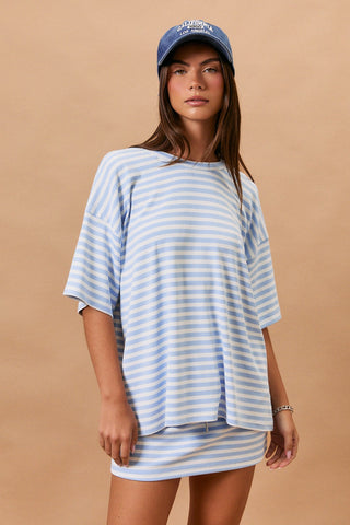 Blue Striped Oversized Lounge Set