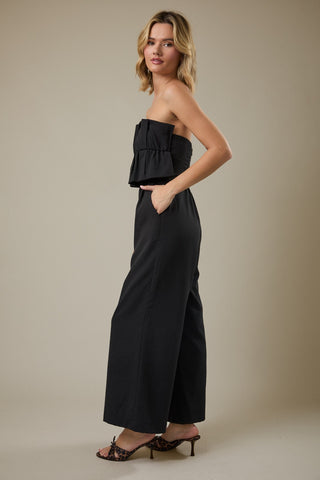 Midnight Ruffle Strapless Wide-Leg Jumpsuit