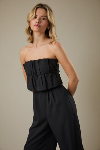 Midnight Ruffle Strapless Wide-Leg Jumpsuit