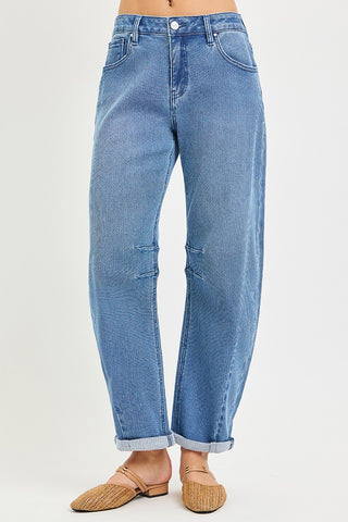 Campell Slouch Textured Barrel Jeans