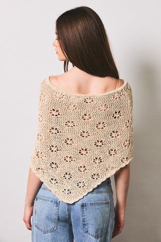 Cream Detailed Sweater Poncho
