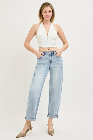 Sadie Slouchy Barrel Flower Patch Jeans