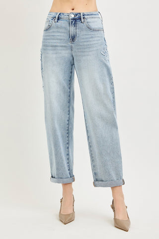 Sadie Slouchy Barrel Flower Patch Jeans