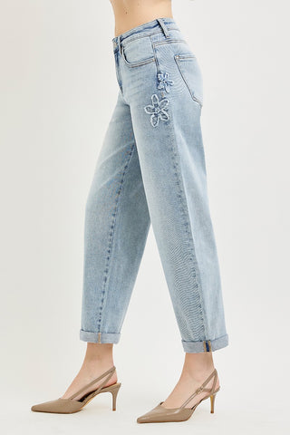 Sadie Slouchy Barrel Flower Patch Jeans