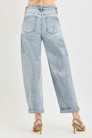 Sadie Slouchy Barrel Flower Patch Jeans