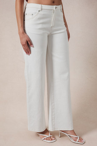 Lucky Star White Embroidered Jeans