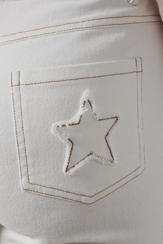 Lucky Star White Embroidered Jeans