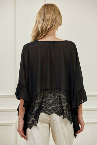 Sheer Chiffon Ruffle Poncho
