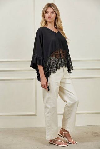Sheer Chiffon Ruffle Poncho