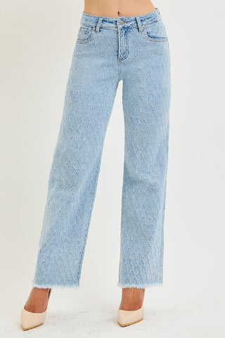 Diamond Textured High Rise Jeans