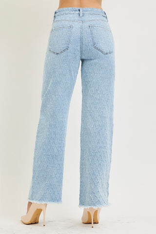 Diamond Textured High Rise Jeans