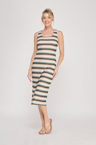 Sage Multi Scoop Neck Tank Dress