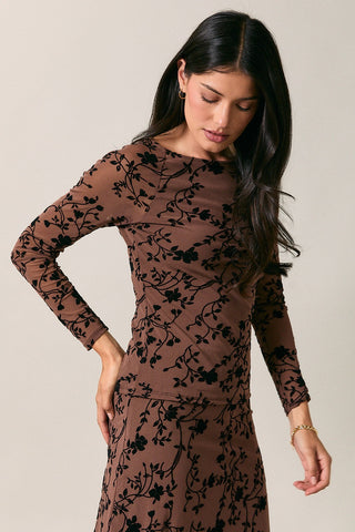 Brown Floral Long Sleeve
