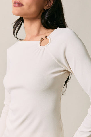 Cream Asymmetric Gold Detail Top