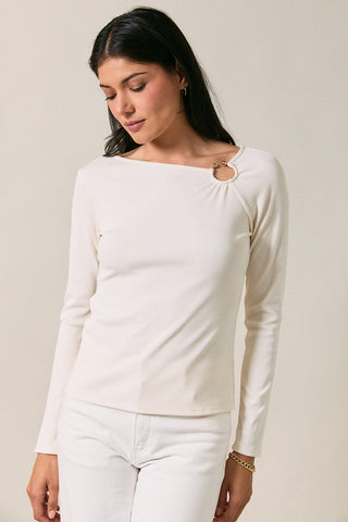 Cream Asymmetric Gold Detail Top