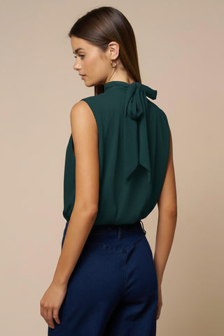 Teal Sleeveless Draped Top