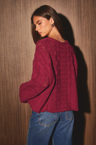 Merlot Cable Knitted Sweater