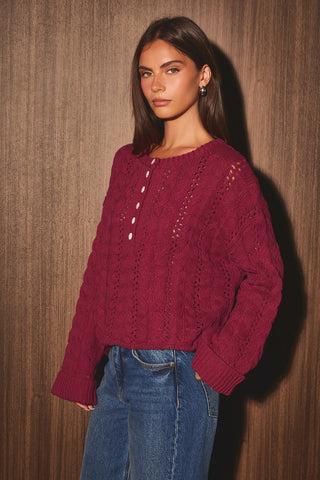 Merlot Cable Knitted Sweater