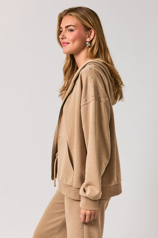 Taupe Studded Hoodie Set