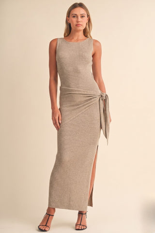 Taupe Ribbed Maxi Dress