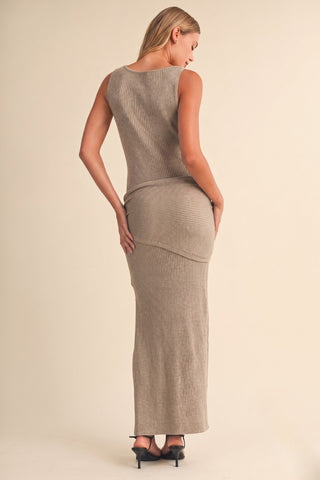 Taupe Ribbed Maxi Dress