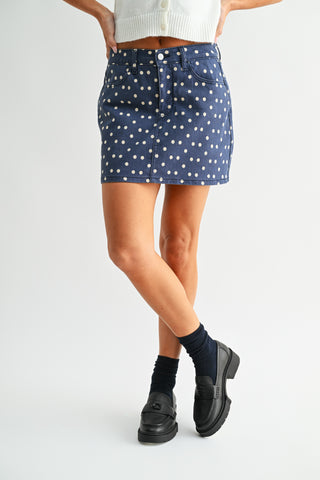Navy Polka Dot Stretch Skort