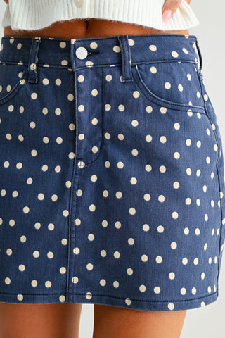 Navy Polka Dot Stretch Skort