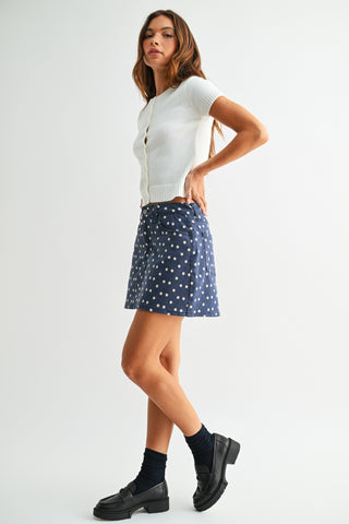 Navy Polka Dot Stretch Skort