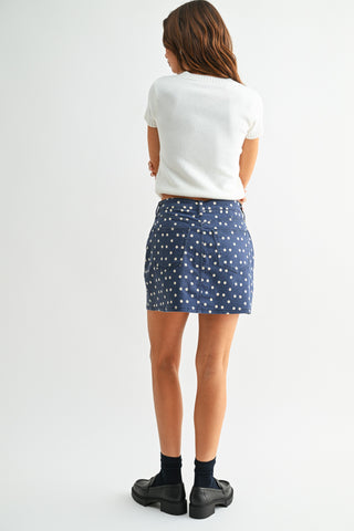 Navy Polka Dot Stretch Skort