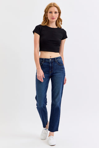 Brielle Mid Rise Cropped Straight Jean